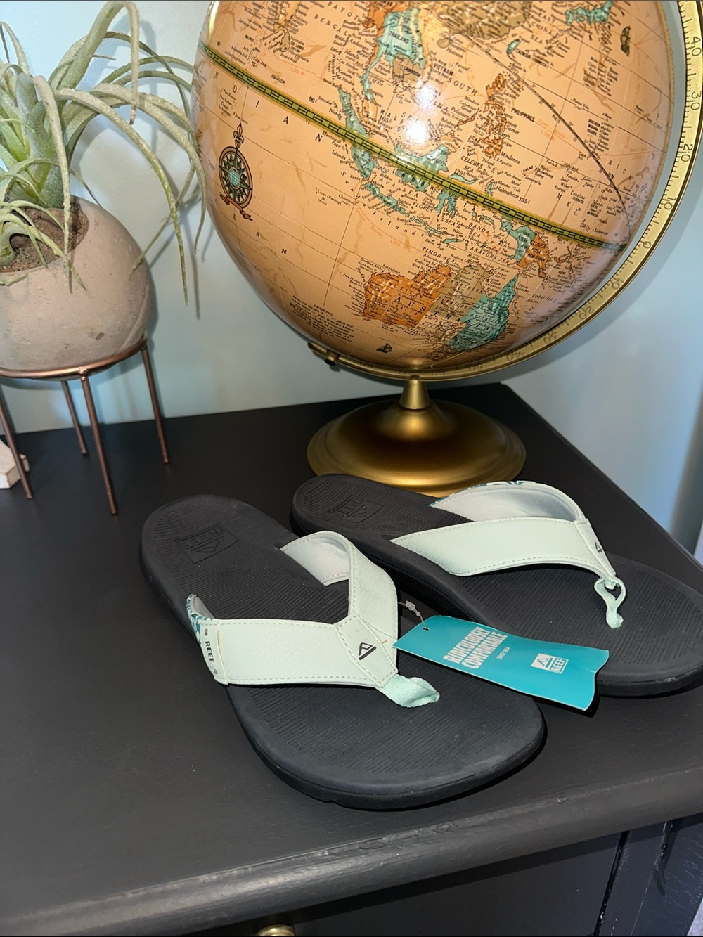 Reef Teal and White Flip Flop with Tag